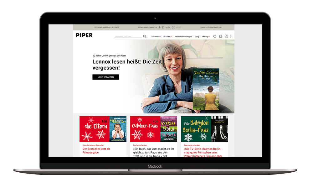 Mehr Platz für Autoren und Bücher: 3m5. relauncht Webportal des Piper Verlags mit neuem UX-Design